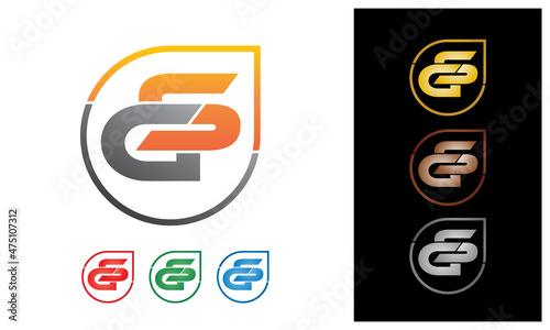 Colorful SG logo template with gold and multi color set on white and black background