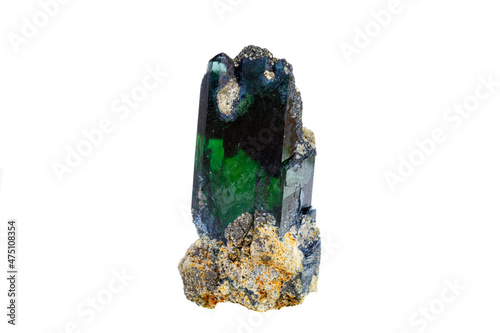 macro mineral stone Vivianite on a white background photo