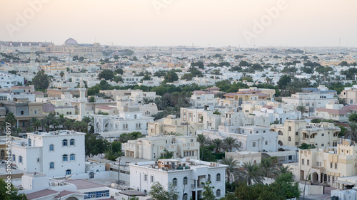 doha city bird view during the day time , onaiza residential area.