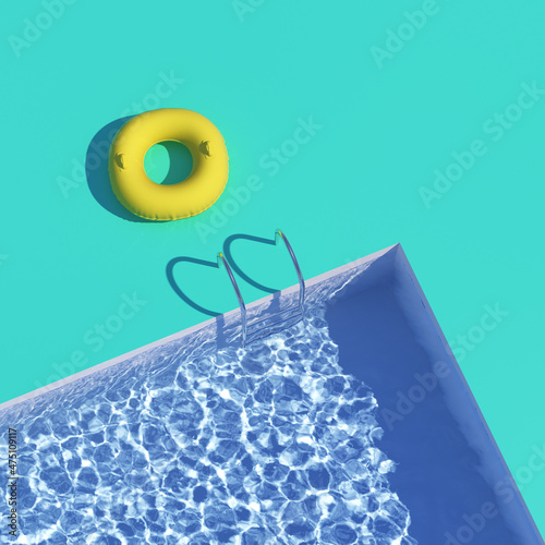 Pool top view with inflatable swimming circle