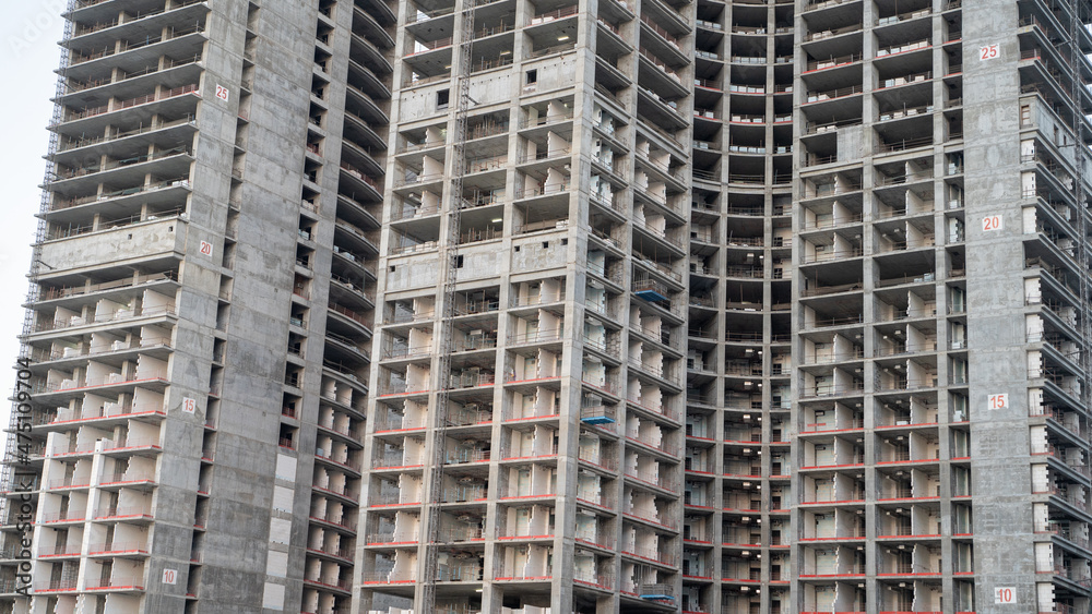 View of multi story building construction in qatar