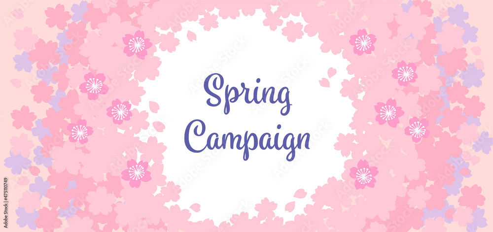 桜満開、春のイメージイラスト背景 バナー、ヘッダー、キャンペーン広告素材用ベクターデータ