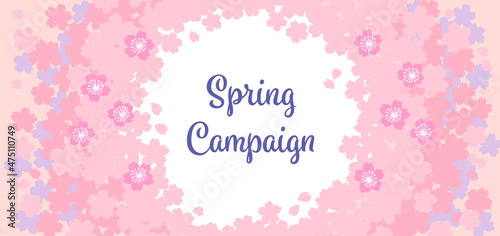 桜満開、春のイメージイラスト背景 バナー、ヘッダー、キャンペーン広告素材用ベクターデータ