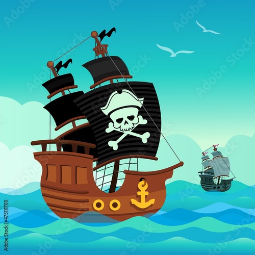 pirate ship at sea© Oksana