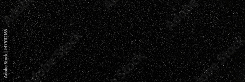 Black and white sparkling glitter bokeh background, christmas shiny texture. Holiday lights. Abstract defocused header. Wide screen wallpaper. Panoramic web banner with copy space for design