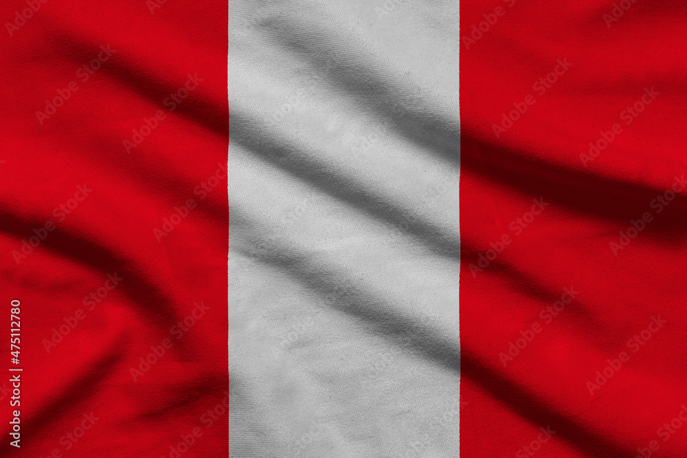 Flag of Peru on wavy fabric.