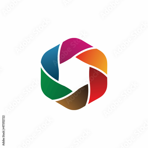 full color hexagon spin logo design