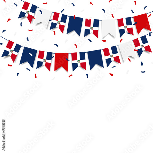Independence Day in Dominican Republic. Garland with the flag of Dominican Republic on a white background. Vector Ilustration. 