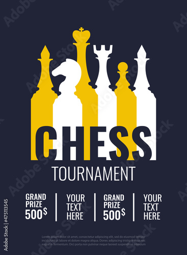 Vector illustration about chess tournament, match, game. Use as advertising, invitation, banner, poster. 
