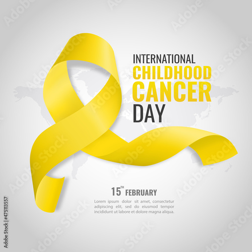 Vector illustration of Childhood Cancer Day. Banner with cancer ribbon.
