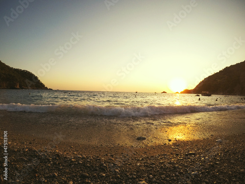 Sunset in Kabak Beach Fethiye Mugla Turkey.
