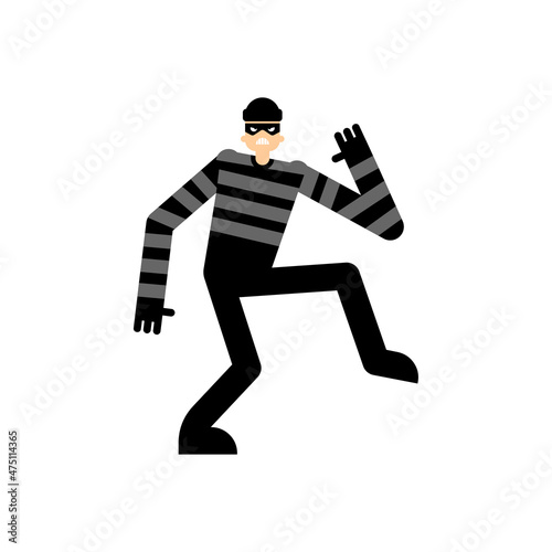 Thief sneaks isolated. robber is sneaking. vector illustration