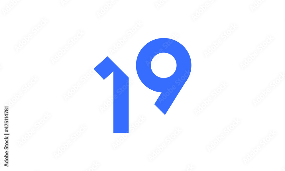 19 New Number Unique Cut Modern Logo 19 New Number Unique Cut Modern Logo