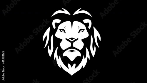 Lion growl animation logo on black background with alpha chanel