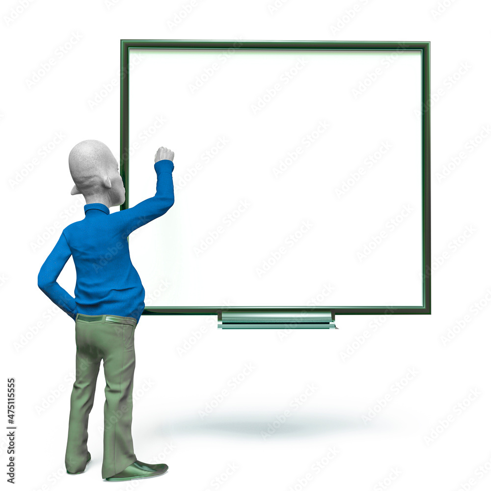 my boss is a funny monster character is writting on the white board