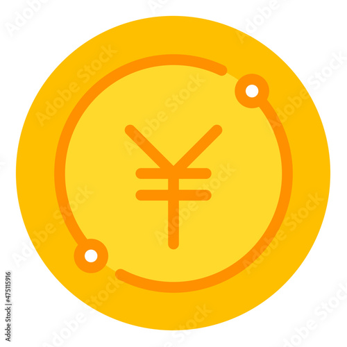 yen coin flat icon