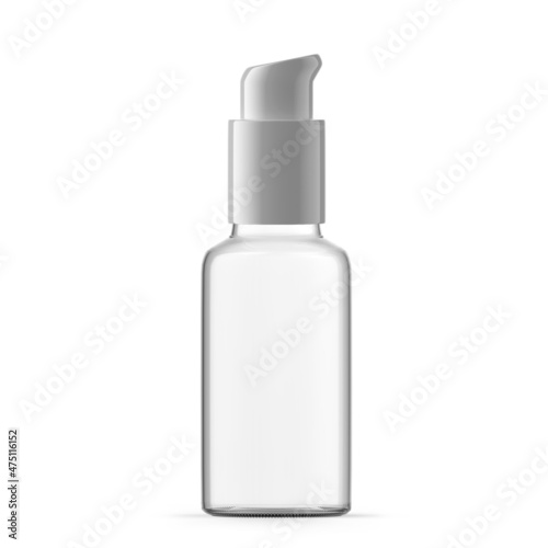 30ml 1 oz Clear Glass Pump Bottle. Isolated