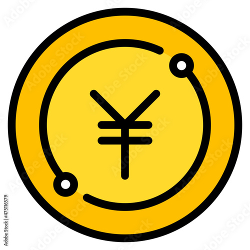 yen coin filled outline icon