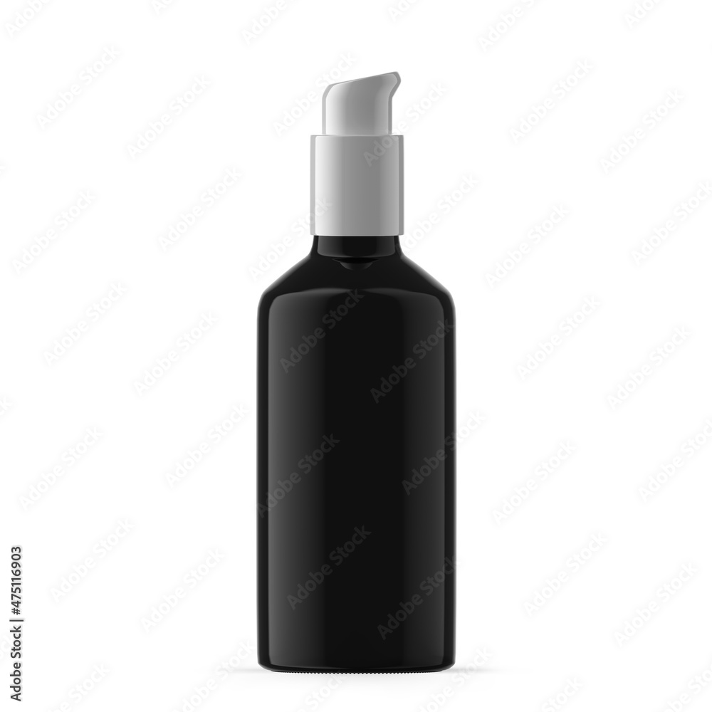 100ml 3 oz blue glass pump bottle. Isolated 100ml 3 oz blue glass pump bottle. Isolated