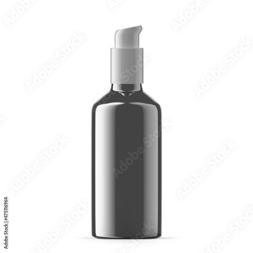 100ml 3 oz silver glass pump bottle. Isolated