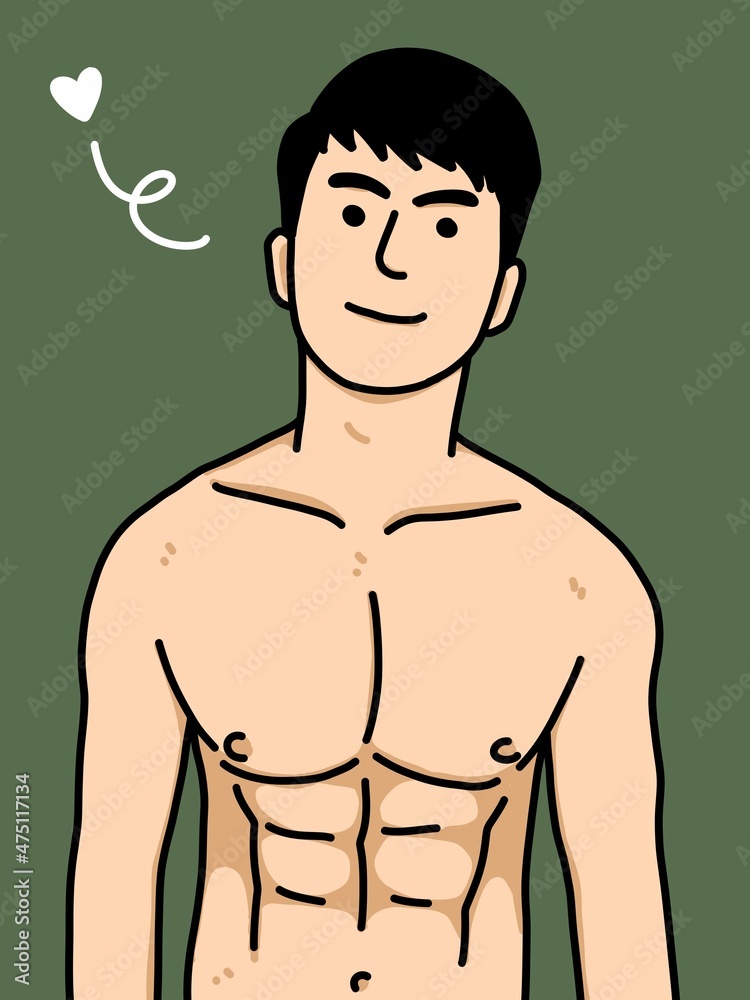 Fototapeta premium cute man cartoon on green background