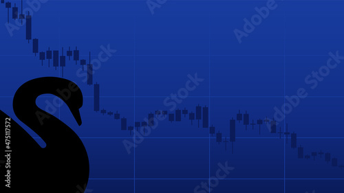The Black Swan Theory. Business candlestick graph chart of stock market and silhouette of cygnus. Investment trading concept. Vector illustration for background, forecast, cover.