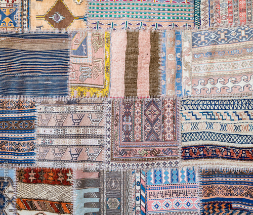 Background of antique handmade turkish kilim rugs photo