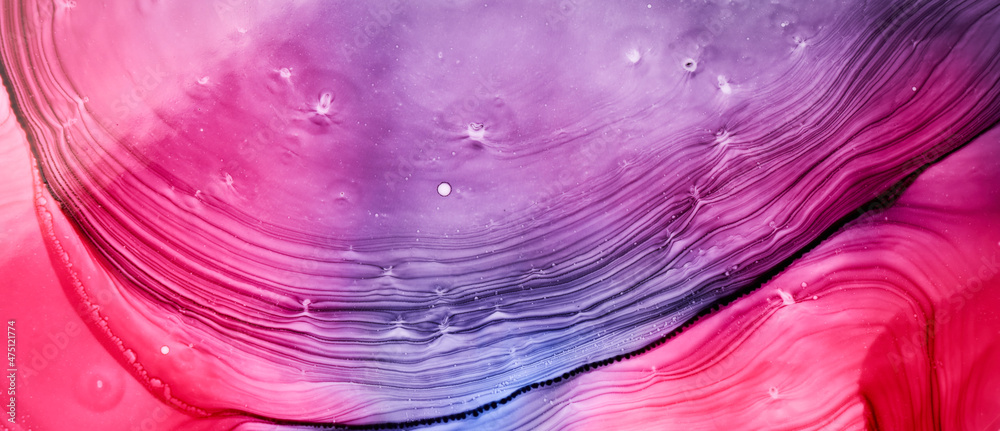 Fototapeta premium Abstract pink blue watercolor background. Paint stains and wavy spots in water, luxury fluid liquid art wallpaper