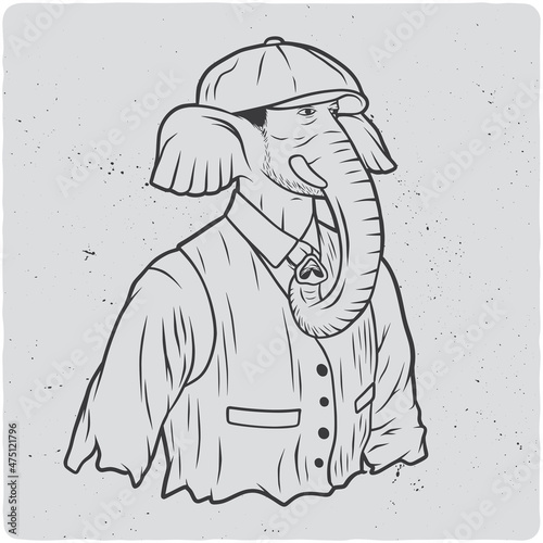 Isolated illustration of Elephant men