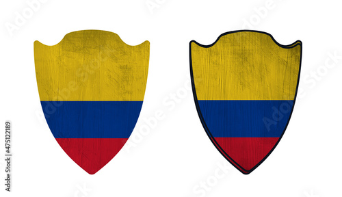 World countries. Shield symbol in colors of national flag. Colombia