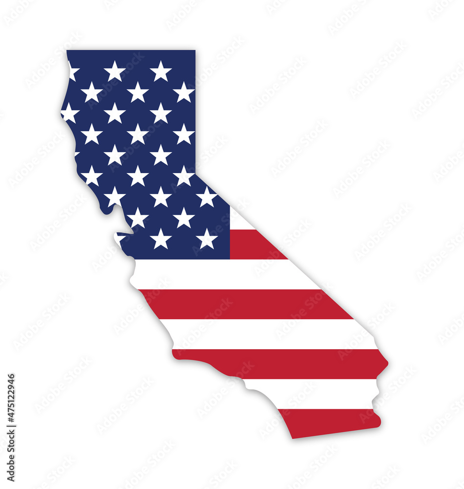 california state map shape with usa flag california state map shape with usa flag