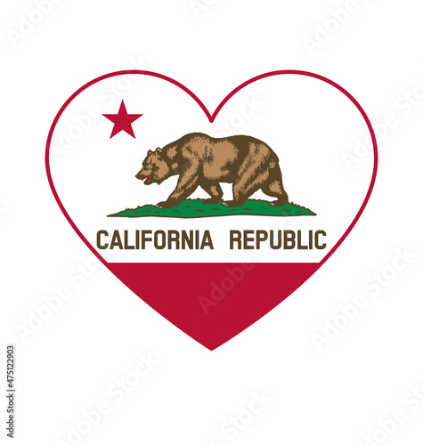 california ca state flag in heart shape symbol