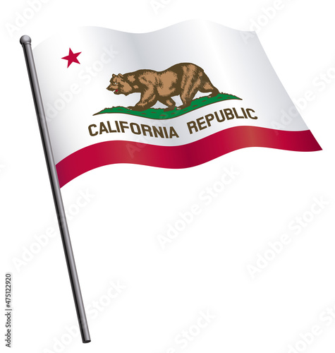 california ca state flag waving on flagpole photo
