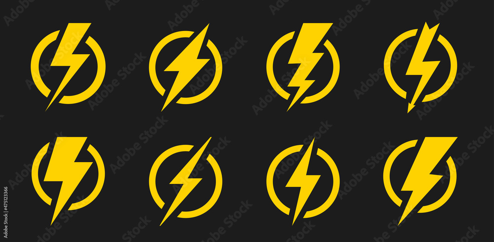 Lightning bolt icon set. Thunder bolt flat style icon. Bolt lightning flash icons. Flash icons collection. Bolt logo. Electric symbols. Stock vector. Lightning bolt icon set. Thunder bolt flat style icon. Bolt lightning flash icons. Flash icons collection. Bolt logo. Electric symbols. Stock vector.