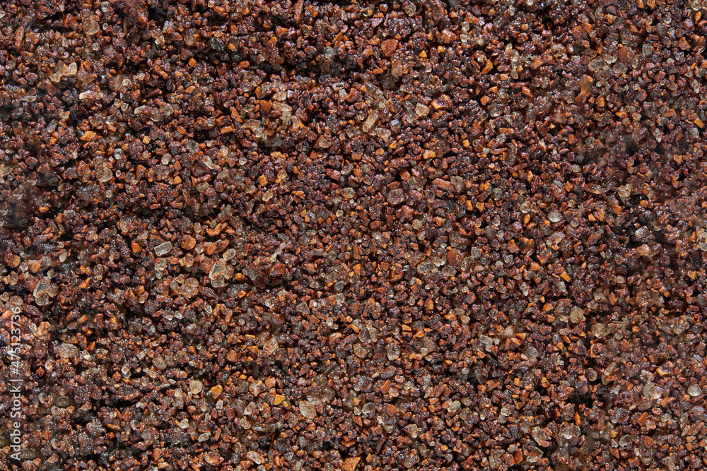 Face coffee scrub texture. Cream skincare cosmetic. Organic stroke. Feet oily cleanser smudge. Particles in gel. White background. Top view. Brown fluid treatment Face coffee scrub texture. Cream skincare cosmetic. Organic stroke. Feet oily cleanser smudge. Particles in gel. White background. Top view. Brown fluid treatment