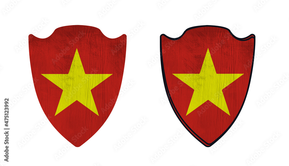World countries. Shield symbol in colors of national flag. Vietnam