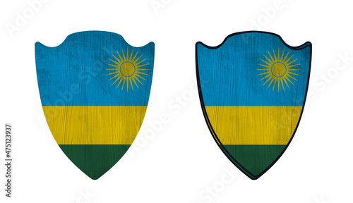 World countries. Shield symbol in colors of national flag. Rwanda