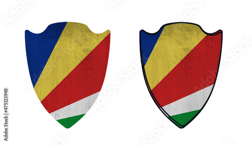 World countries. Shield symbol in colors of national flag. Seychelles