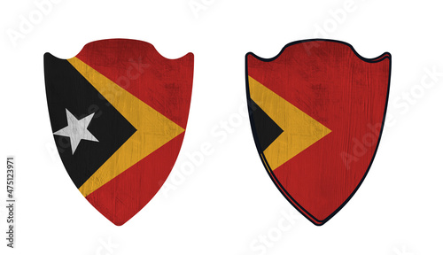 World countries. Shield symbol in colors of national flag. Timor East