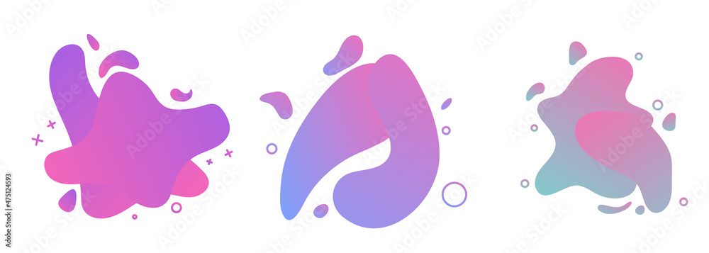 Modern abstract vector banner set. Flat geometric liquid form with various colors. Gradient abstract banners with flowing liquid shapes. Template for the design of a logo, flyer or presentation. Modern abstract vector banner set. Flat geometric liquid form with various colors. Gradient abstract banners with flowing liquid shapes. Template for the design of a logo, flyer or presentation.
