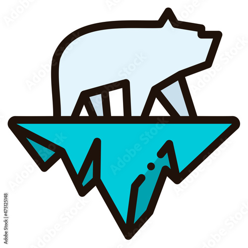 polar bear filled outline icon
