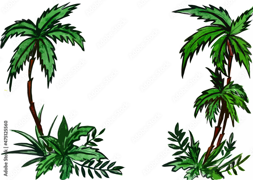 Tropical landscape with palm trees on the beach Tropical landscape with palm trees on the beach