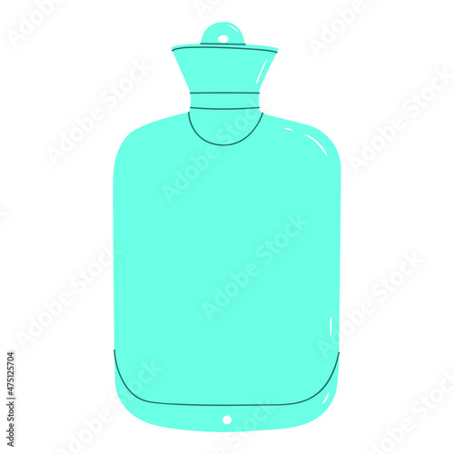 Flat vector cartoon illustration of a blue rubber heating pad. Isolated design on a white background.