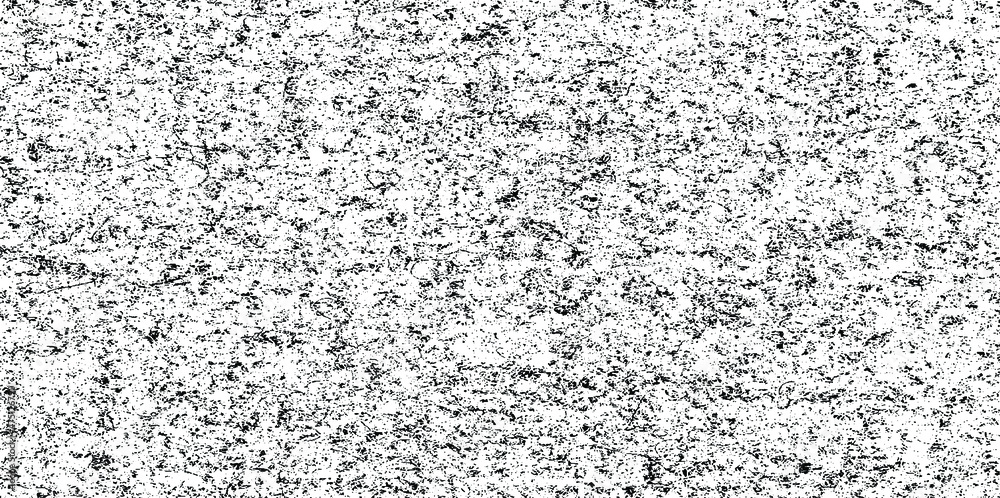 Monochrome texture composed of irregular graphic elements. Distressed uneven grunge background. Abstract vector illustration. Overlay for interesting effect and depth. Isolated on white background.