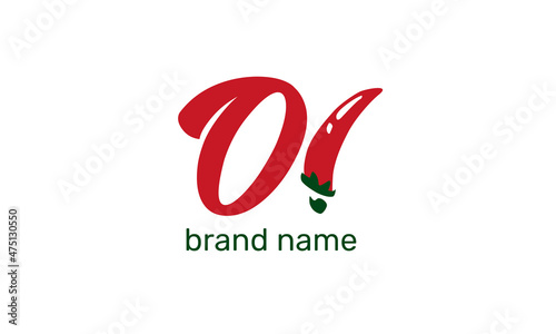 red hot pepper in the form of an exclamation mark. logo for cafe or street food