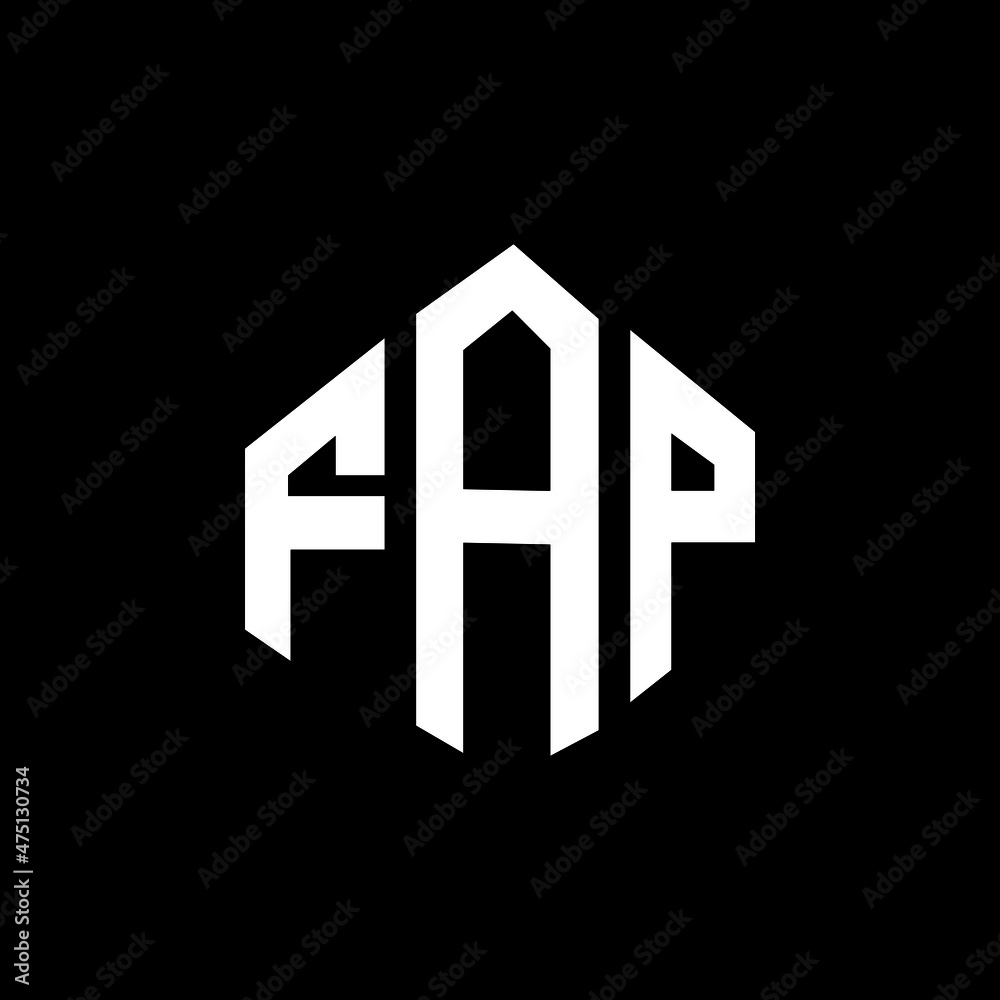 FAP letter logo design with polygon shape. FAP polygon and cube shape logo design. FAP hexagon vector logo template white and black colors. FAP monogram, business and real estate logo.