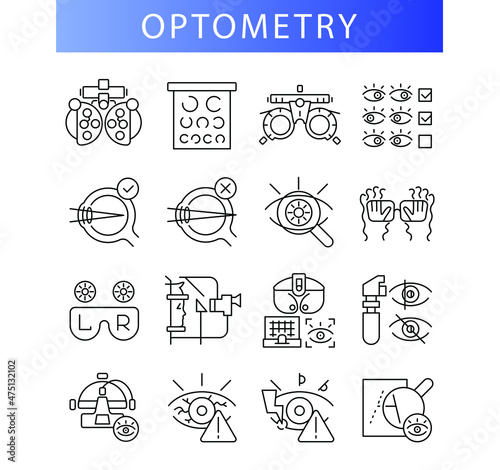 Optometry (visual acuity tables). Line icon concept
