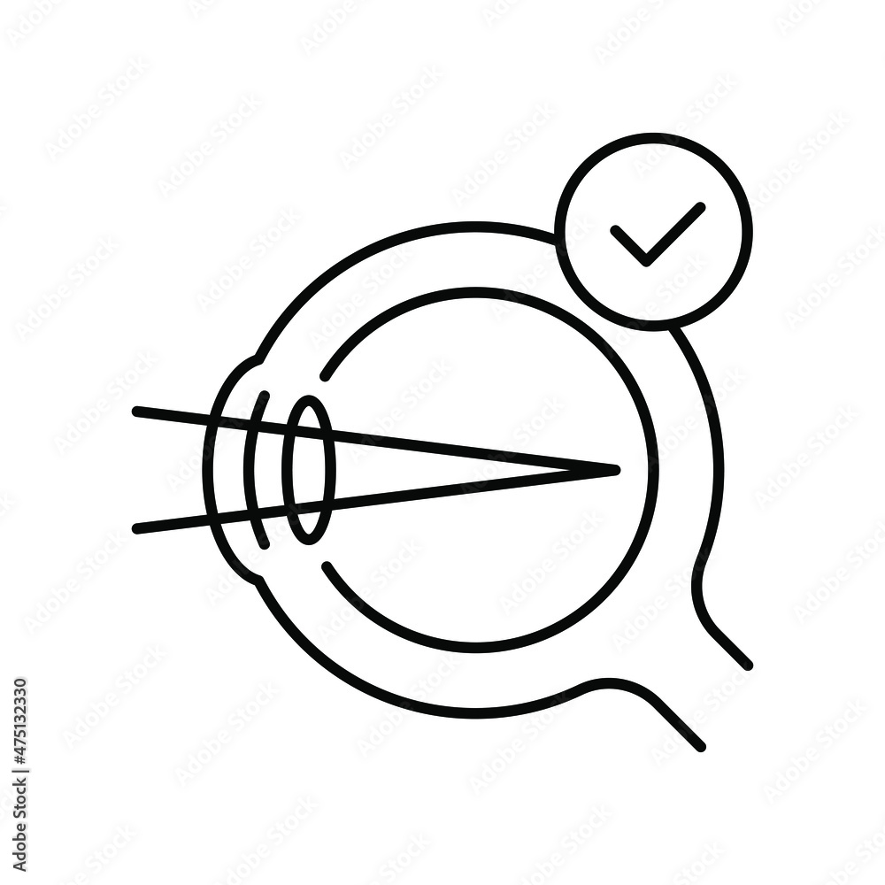 Optometry (eyeball, normal vision). Line icon concept Optometry (eyeball, normal vision). Line icon concept