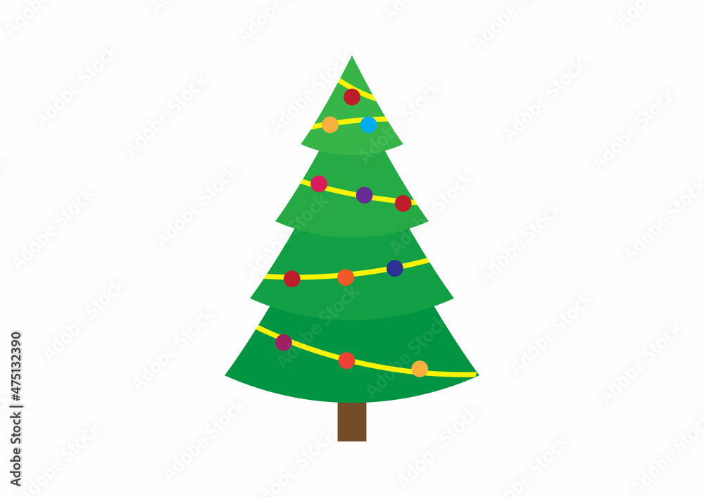Christmas tree icon, vector illustration on a white background. Christmas and New Year holiday symbols
