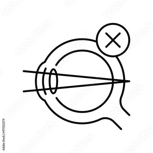 Optometry (eyeball, not normal vision). Line icon concept